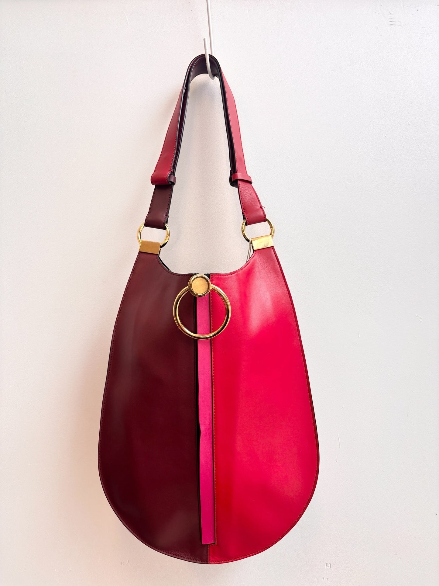 Marni Red and Burgundy Bi Colour leather shoulder bag