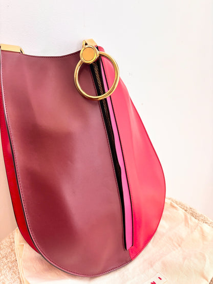 Marni Red and Burgundy Bi Colour leather shoulder bag