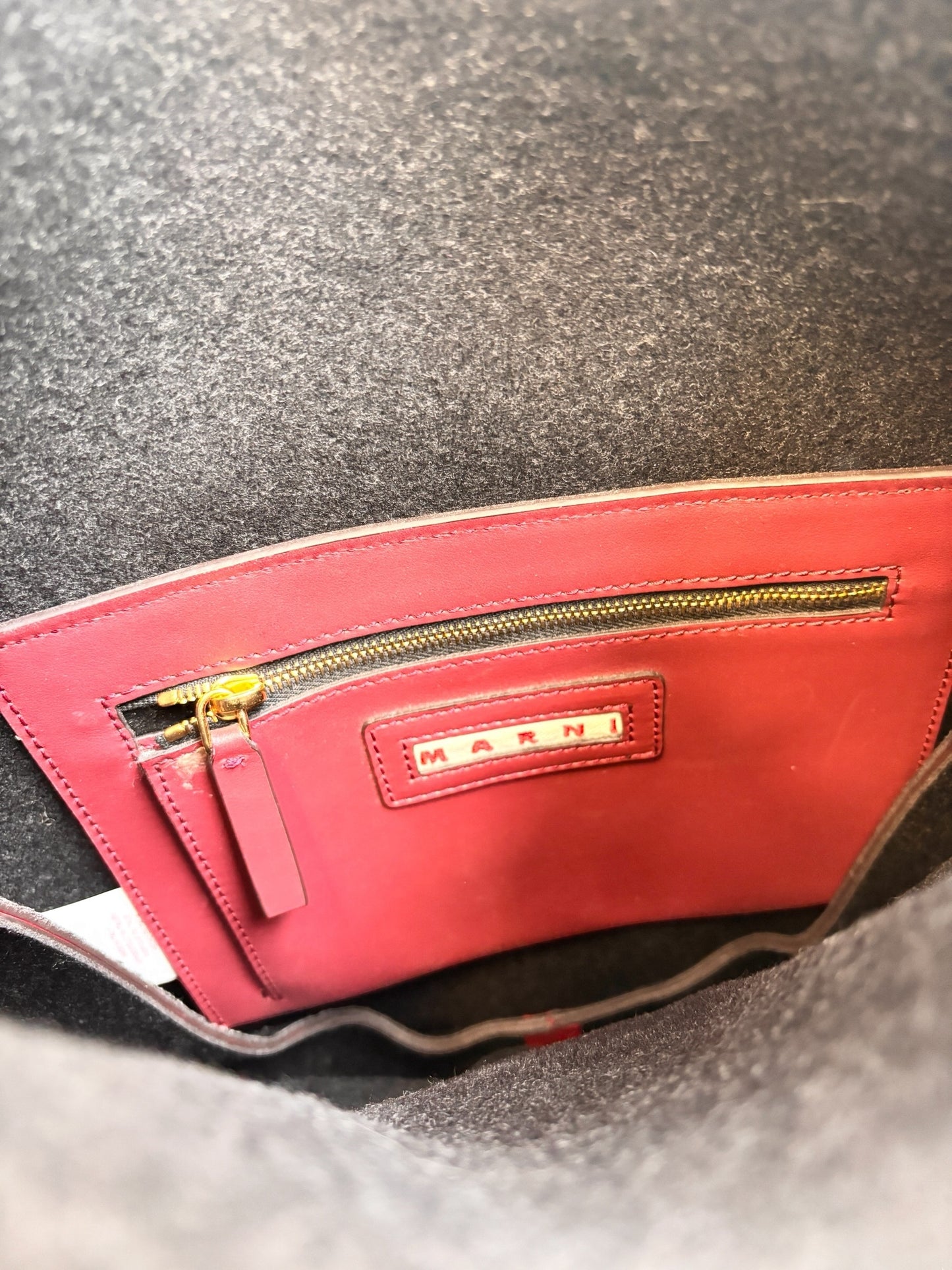 Marni Red and Burgundy Bi Colour leather shoulder bag