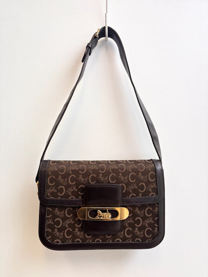 Celine Vintage Two-Tone Horse Carriage Box Bag