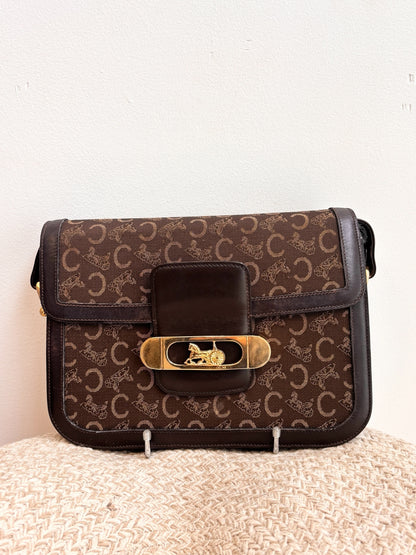 Celine Vintage Two-Tone Horse Carriage Box Bag
