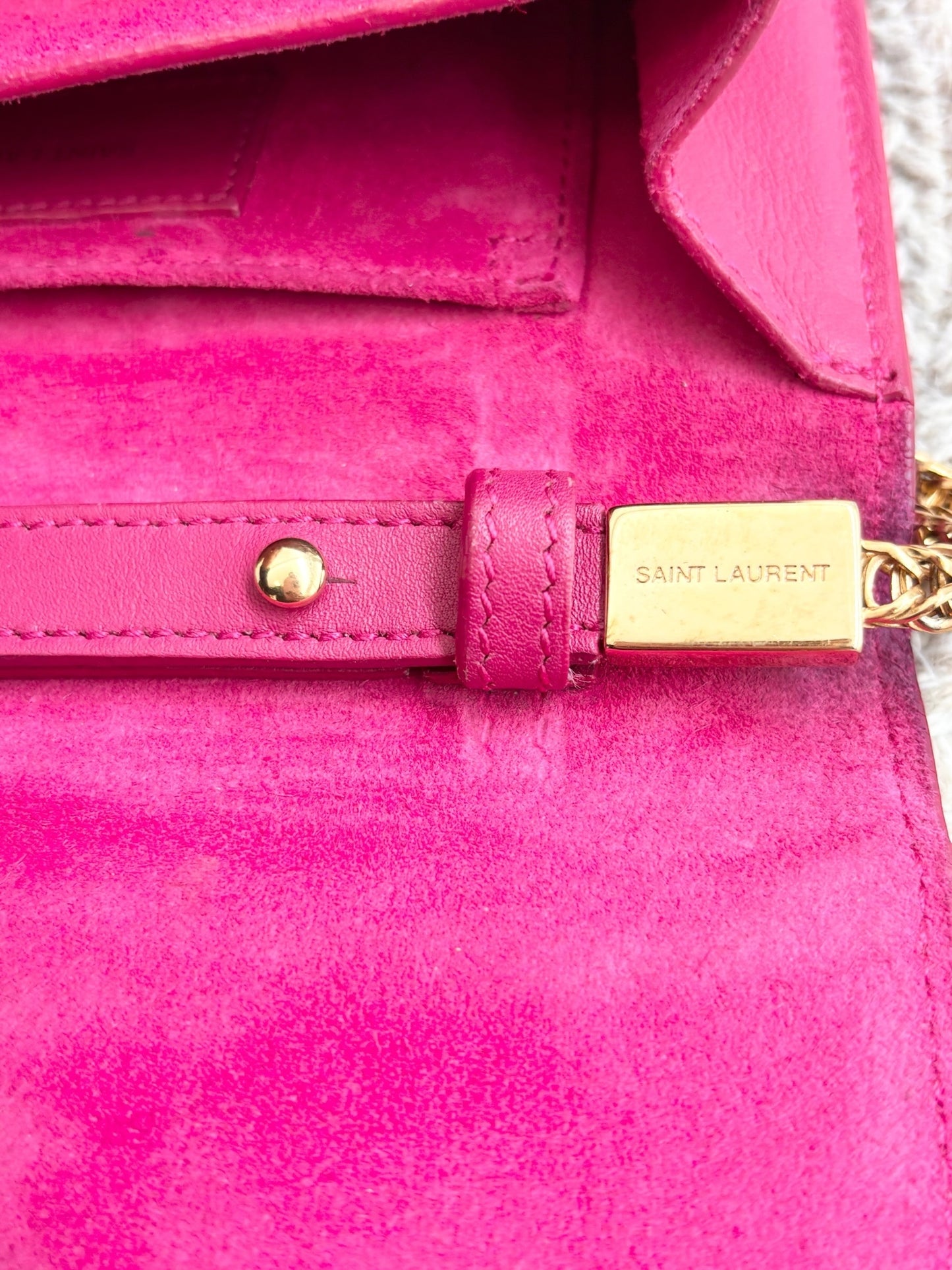 Saint Laurent Leather Chyc Red Rose