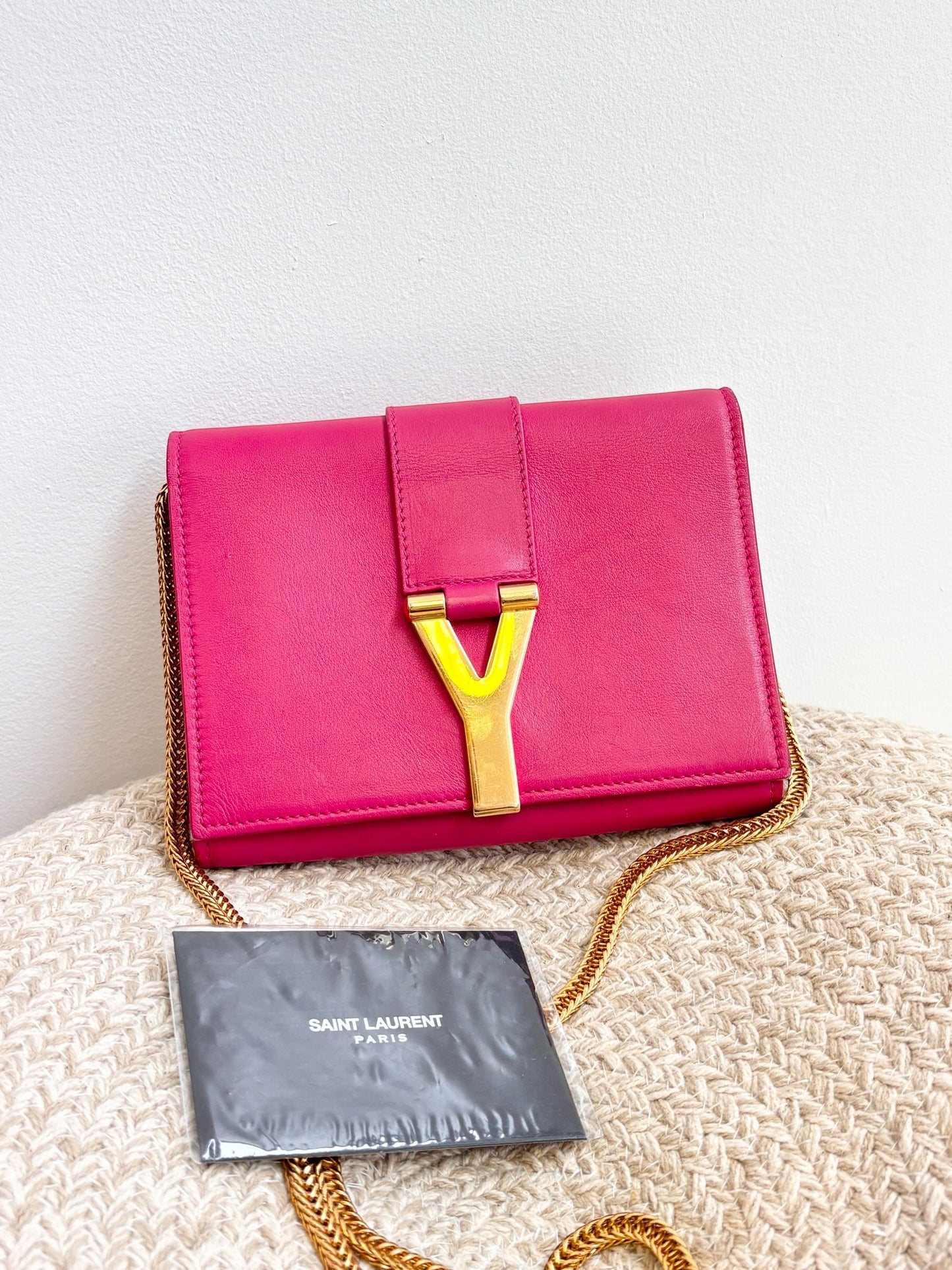 Saint Laurent Leather Chyc Red Rose