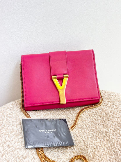 Saint Laurent Leather Chyc Red Rose