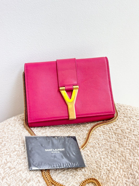 Saint Laurent Leather Chyc Red Rose
