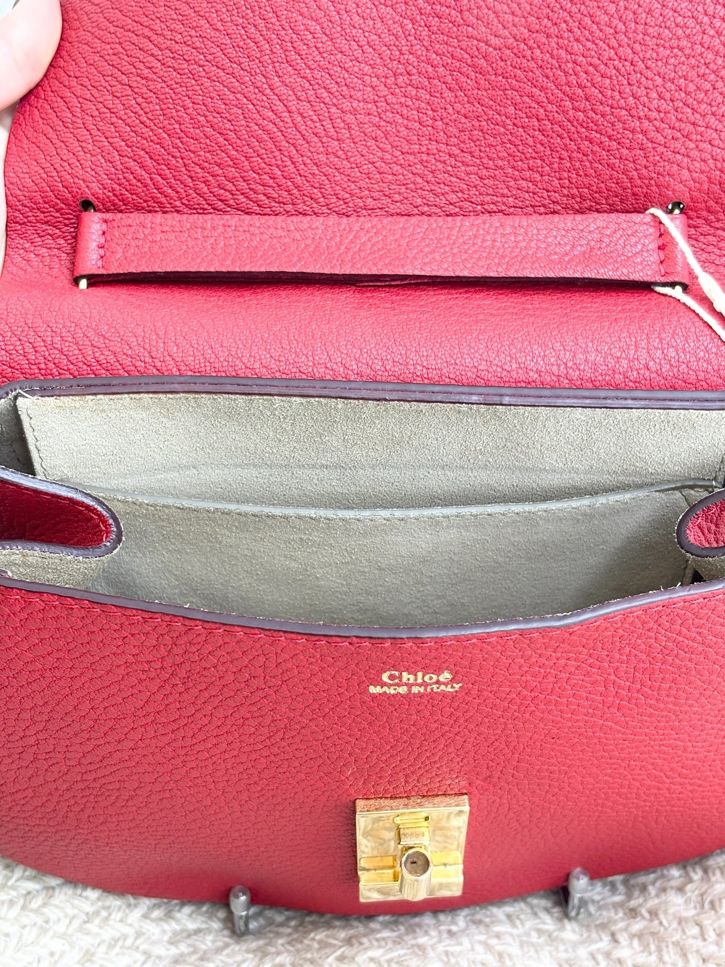 Chloe Drew Leather Shoulder Bag In Red