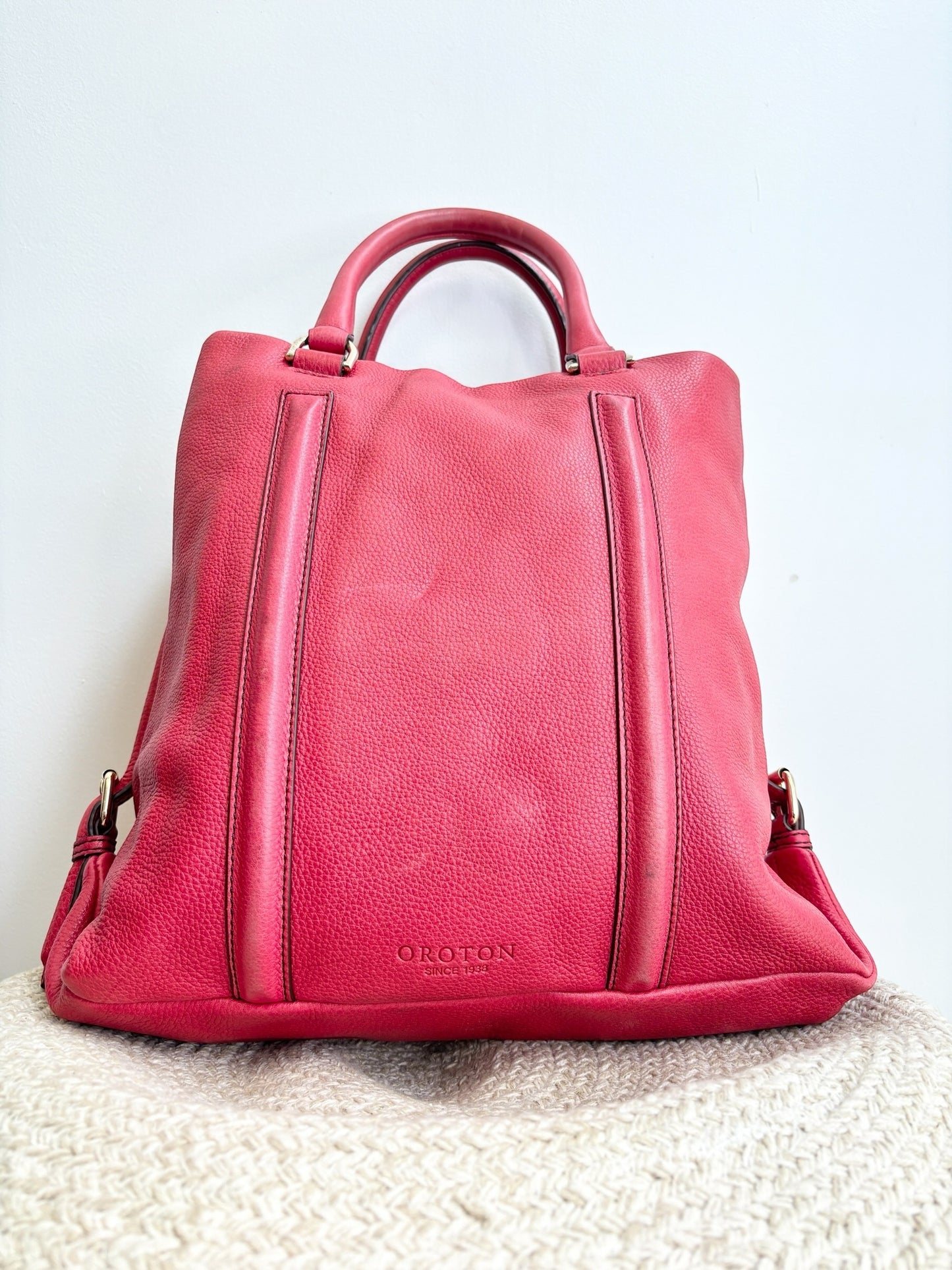 Oroton Large Red Leather Tote