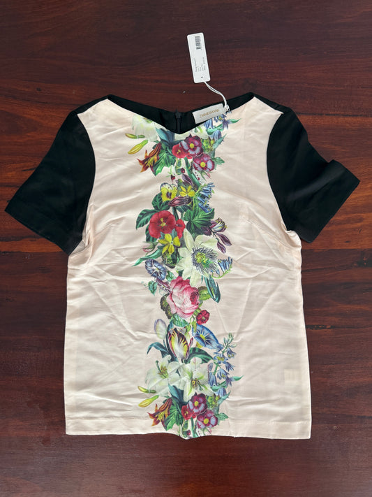 Zimmermann Rising Garland Top – Floral Silk Blouse, Short Sleeve, NWT- Size 0