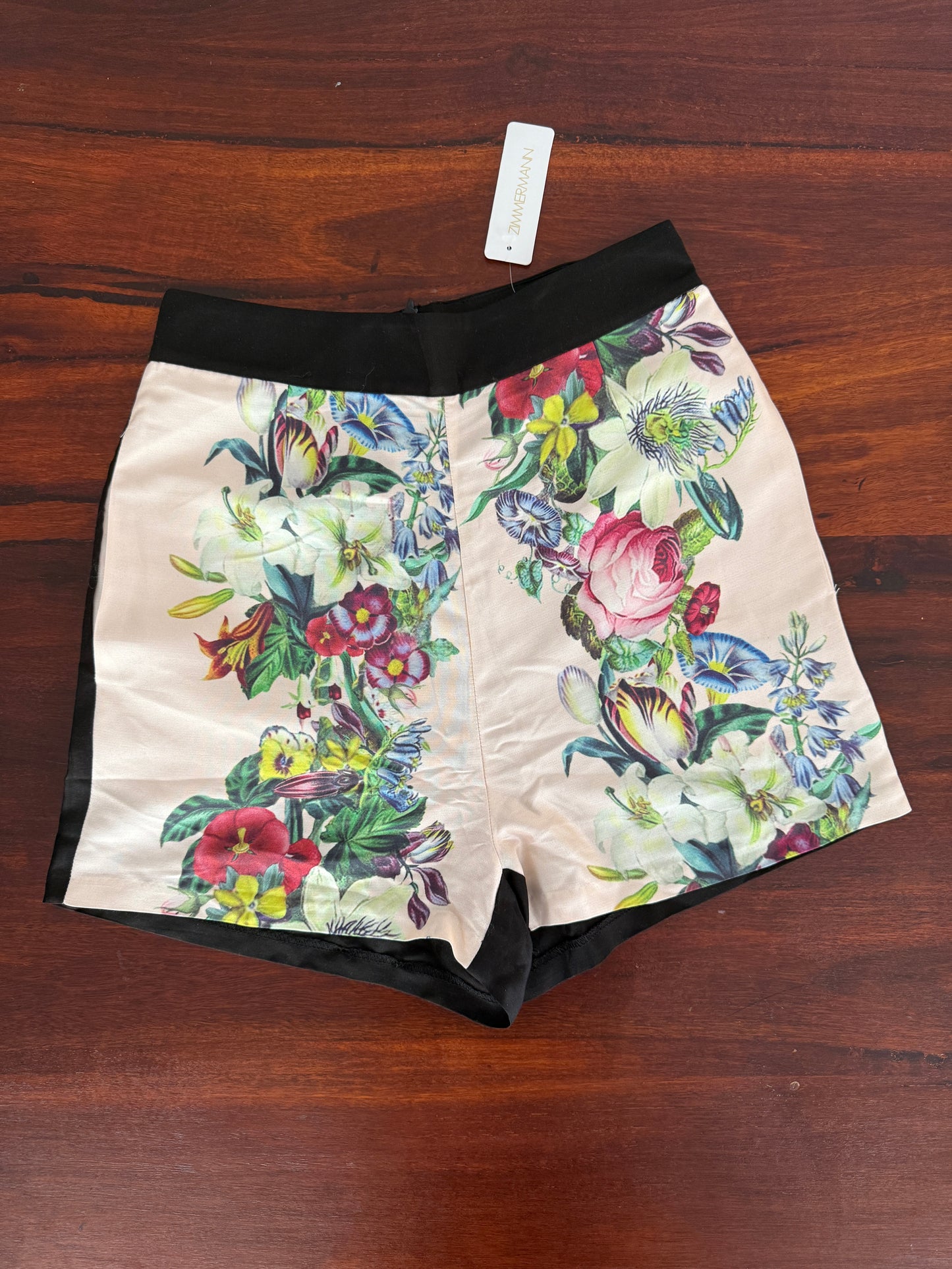 Zimmermann Rising Garland Shorts – Floral Silk, High-Waisted, NWT- Size 1