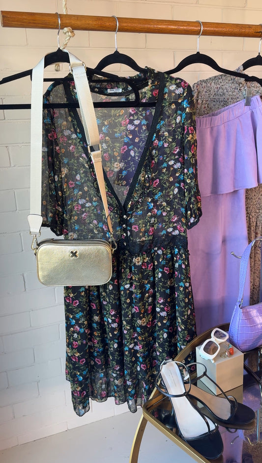 Miu Miu Sheer Black Floral Midi Dress EU 36 Long Sleeve Lace Trim