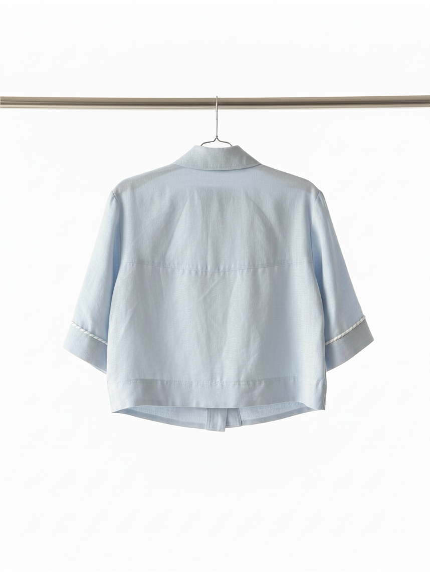 Aje crop shirt in blue linen size 10 RRP $329