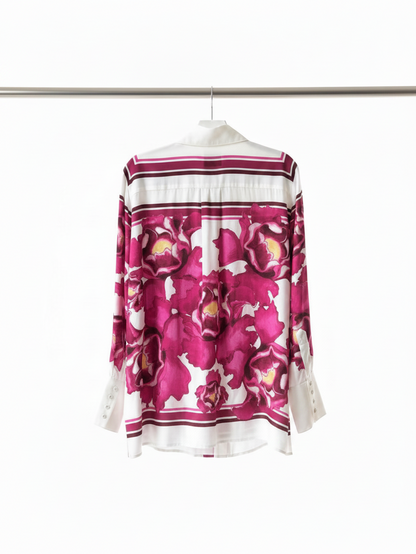 Aje Atomic Silk Shirt in Boldly Blooming Floral Print size 10 NWT