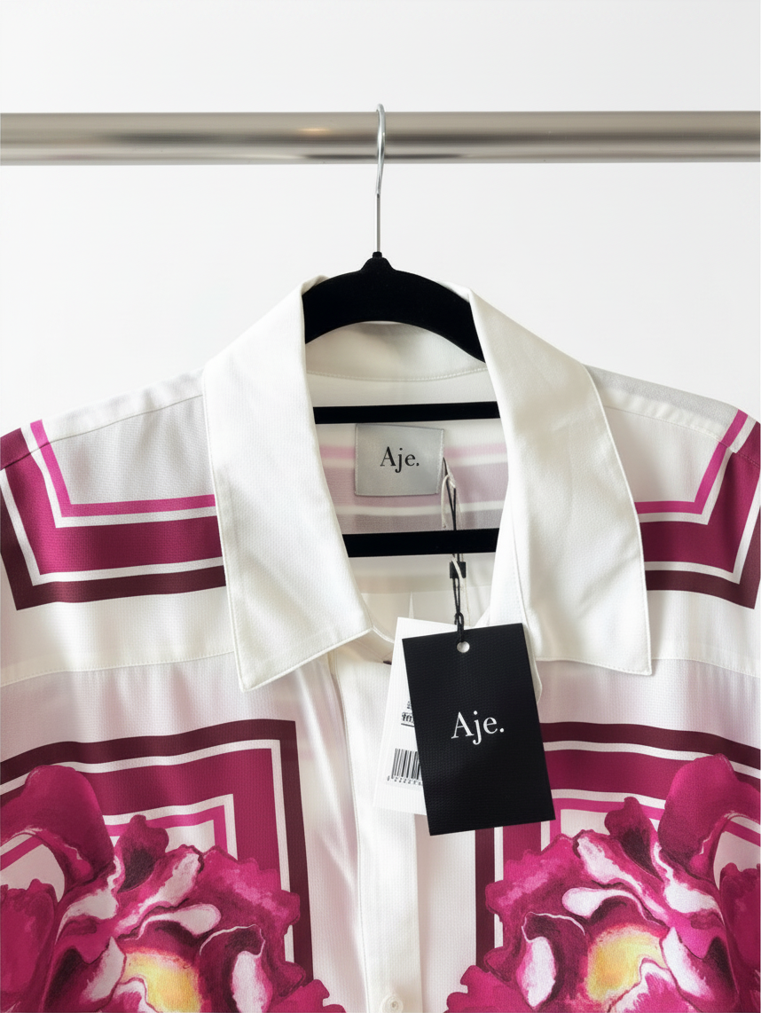 Aje Atomic Silk Shirt in Boldly Blooming Floral Print size 10 NWT