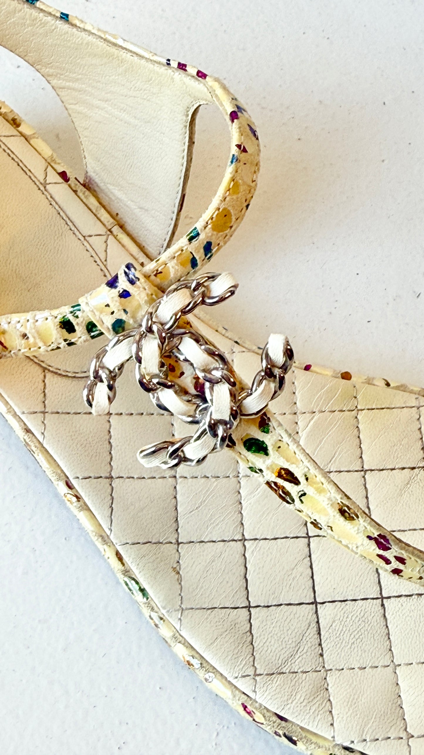 Chanel Quilted Leather CC Logo Sandals- Size 37C