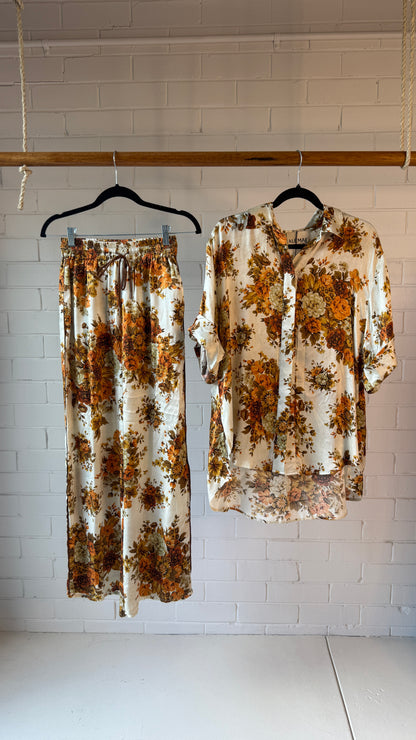 Alemais Floral Silk Set Derby Shirt size 10 & Pant size 6