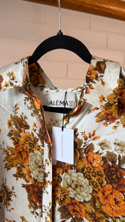 Alemais Floral Silk Set Derby Shirt size 10 & Pant size 6