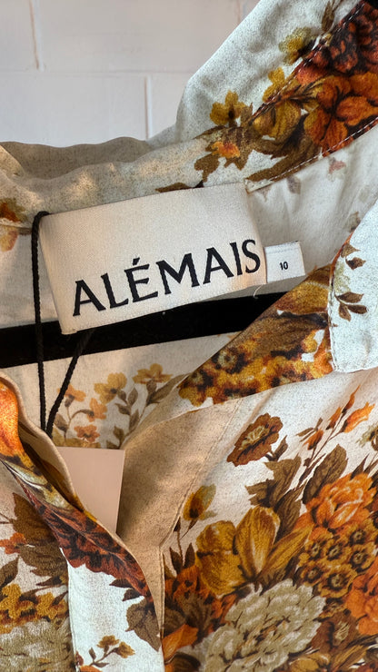 Alemais Floral Silk Set Derby Shirt size 10 & Pant size 6