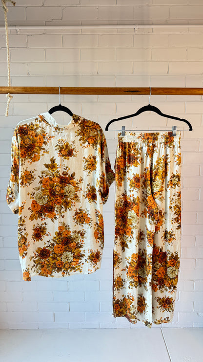 Alemais Floral Silk Set Derby Shirt size 10 & Pant size 6