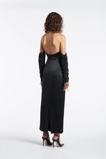 Sir. The Label x Yan Yan Chan Houdini Black Silk Midi Dress — Size 0