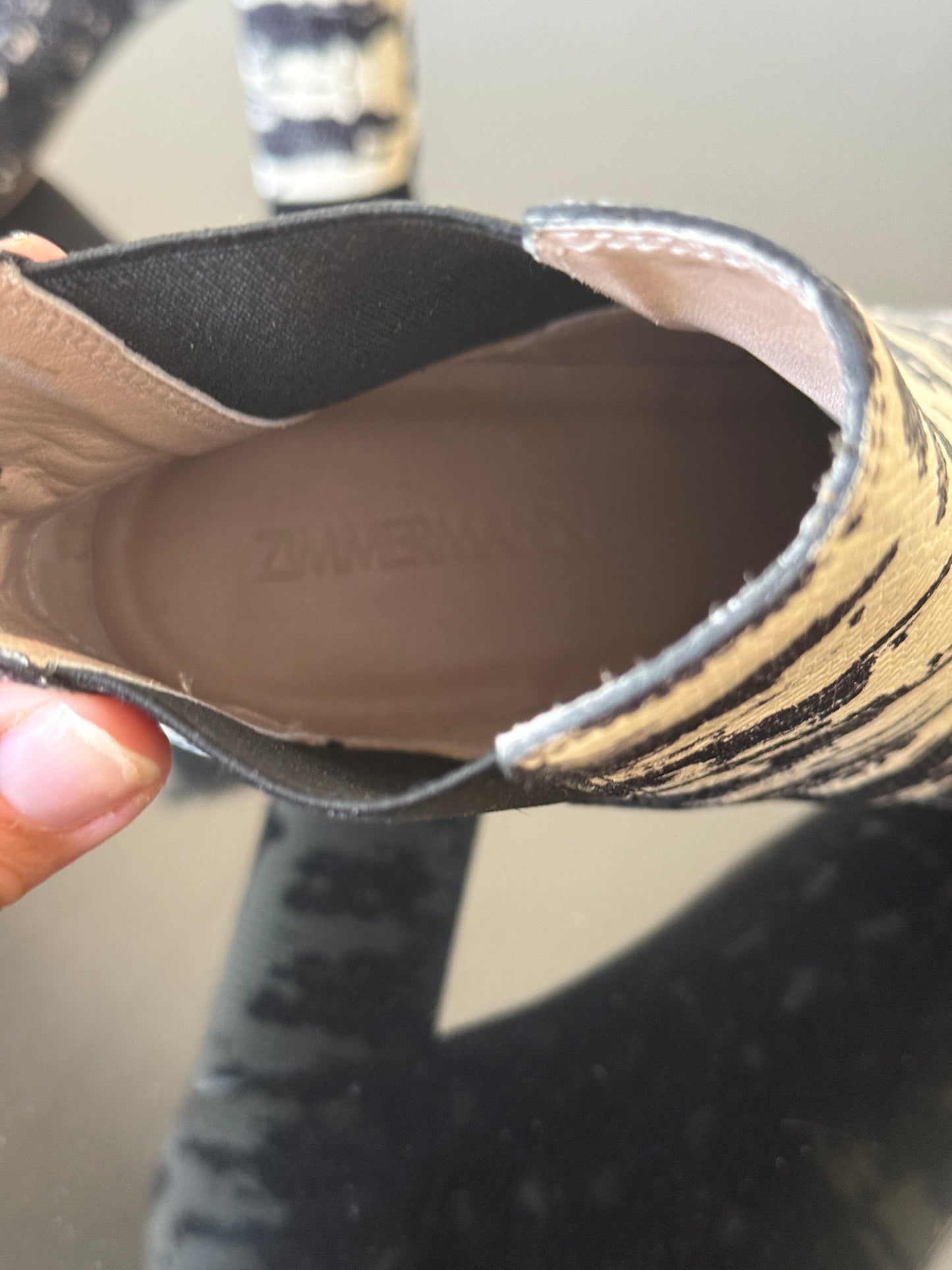 Zimmermann Black & White Animal Print Ankle Boots – Block Heel Chelsea Style- Size 37