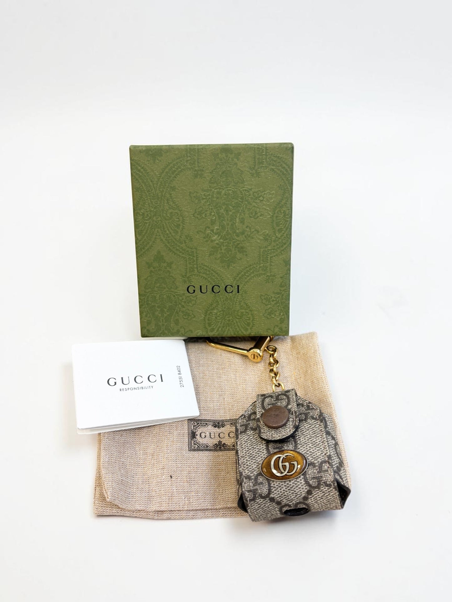 Gucci Ophidia GG Supreme AirPods Case Keychain