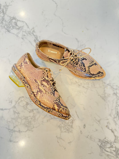 Simone Rocha Python-Embossed Lace-Up Shoes – Chunky Platform- Size 36