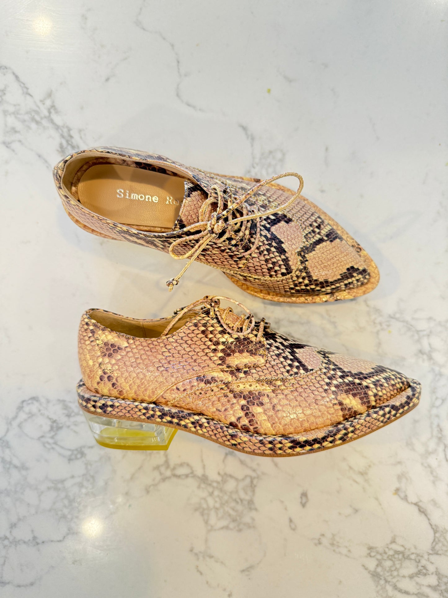 Simone Rocha Python-Embossed Lace-Up Shoes – Chunky Platform- Size 36