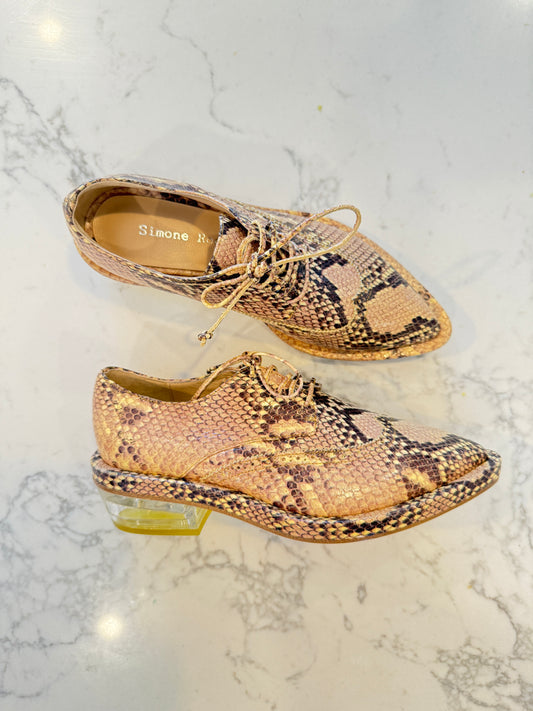Simone Rocha Python-Embossed Lace-Up Shoes – Chunky Platform- Size 36