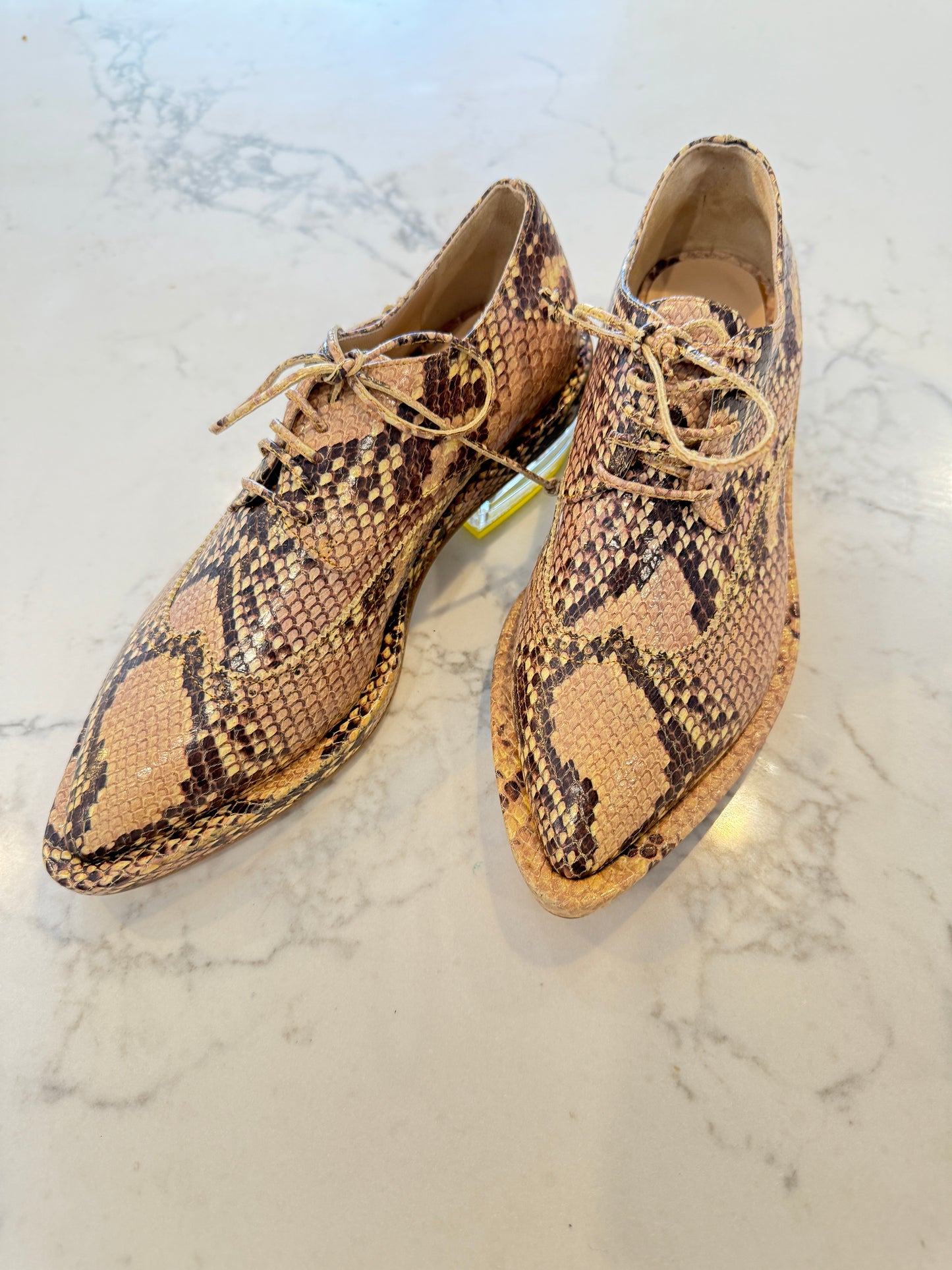 Simone Rocha Python-Embossed Lace-Up Shoes – Chunky Platform- Size 36