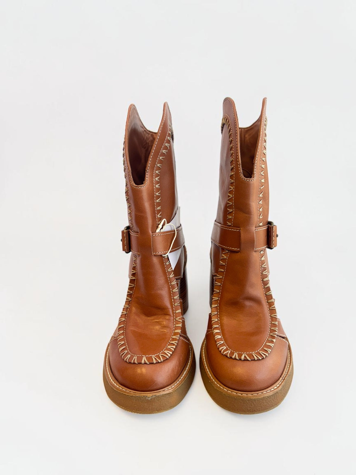 Zimmmermann Brown Whipstitched Leather Ankle Boots - 40