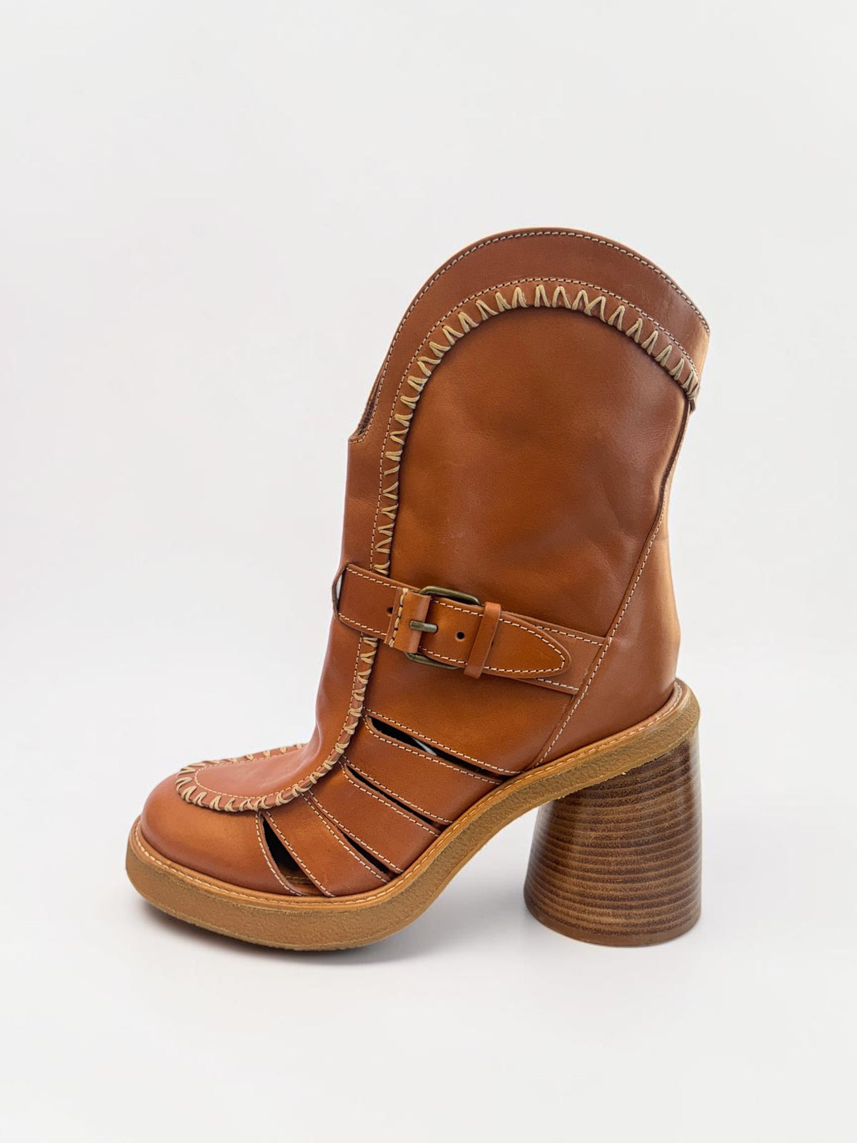 Zimmmermann Brown Whipstitched Leather Ankle Boots - 40