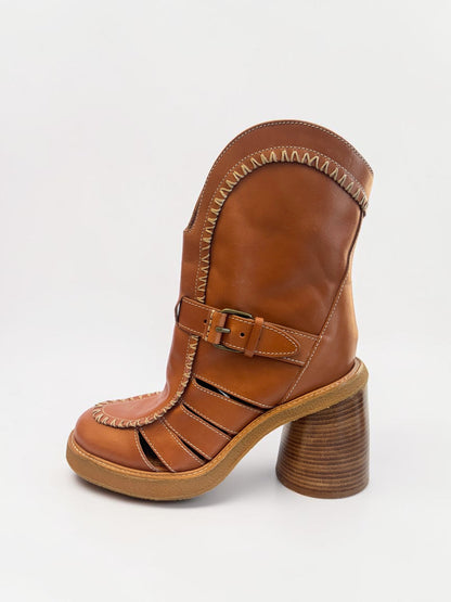 Zimmmermann Brown Whipstitched Leather Ankle Boots - 40