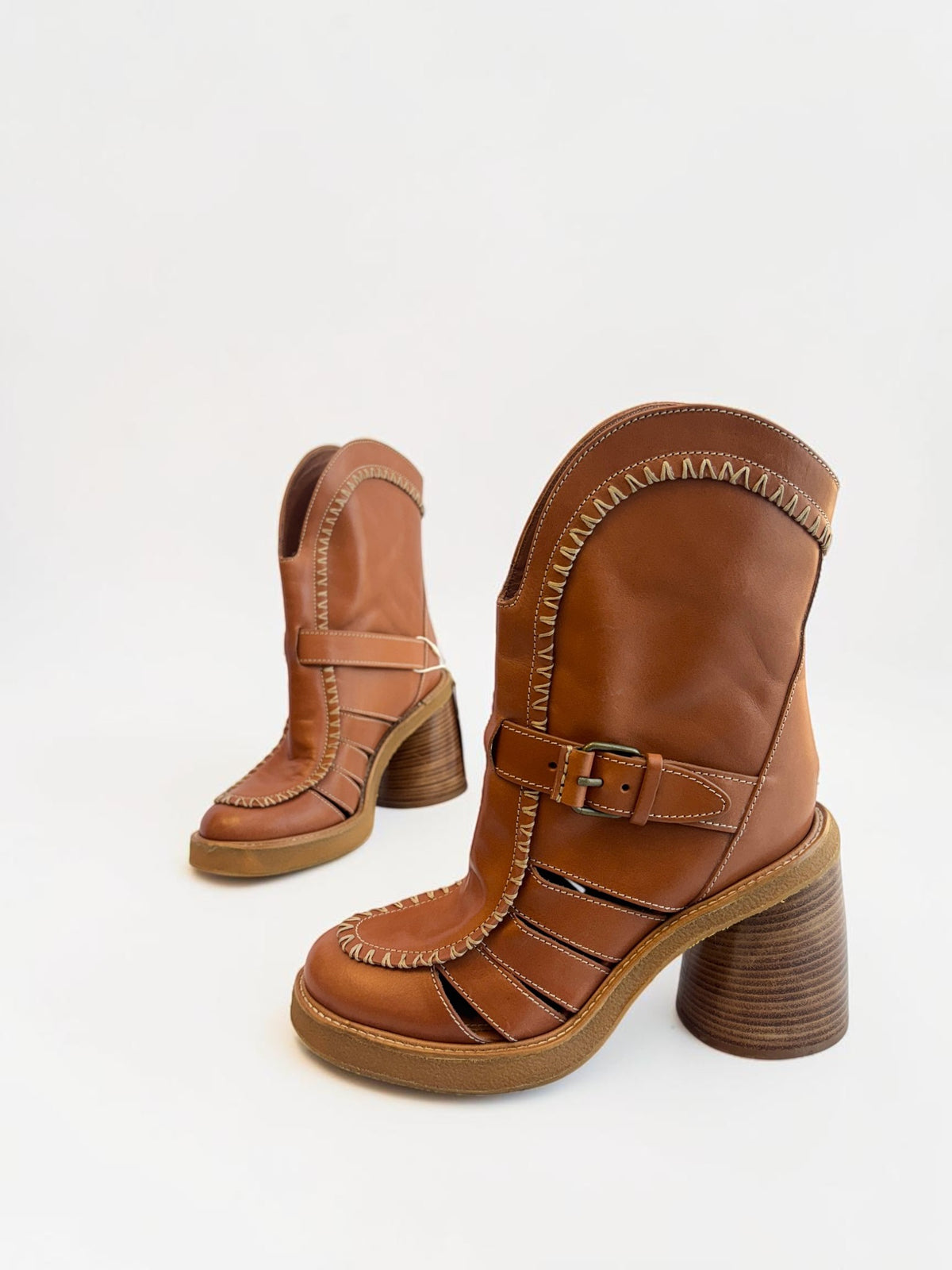 Zimmmermann Brown Whipstitched Leather Ankle Boots - 40