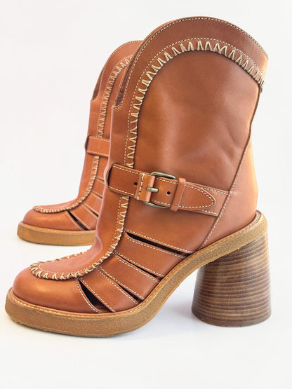 Zimmmermann Brown Whipstitched Leather Ankle Boots - 40