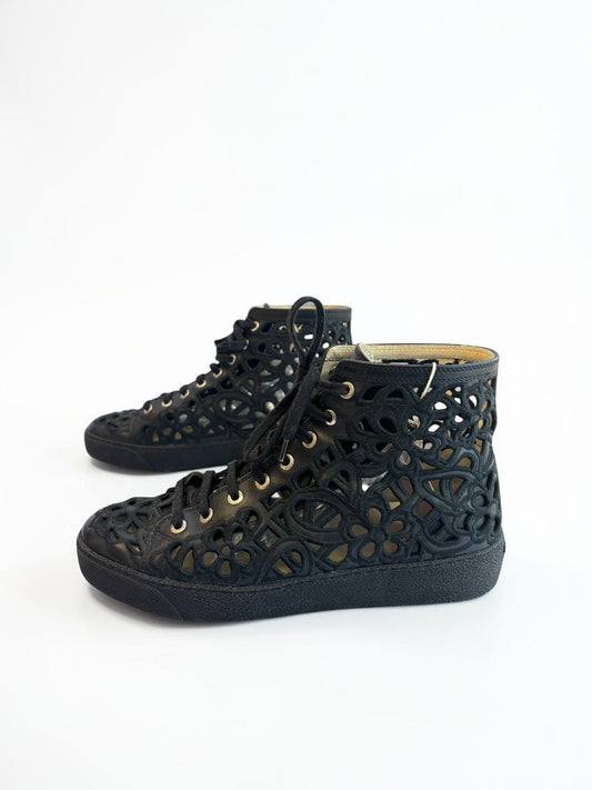 Chanel High Top Camelia Sneaker - 39