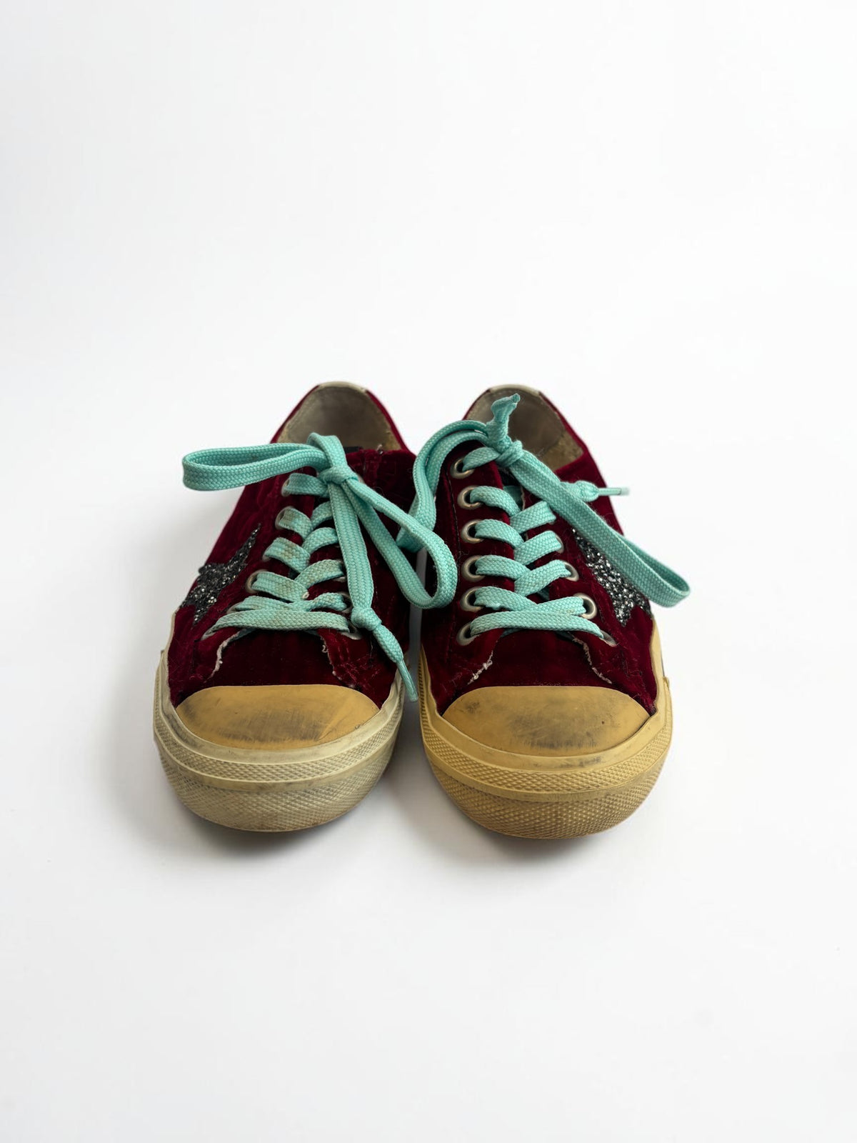 Golden Goose Star Velvet Glitter Sneaker in Red — 36
