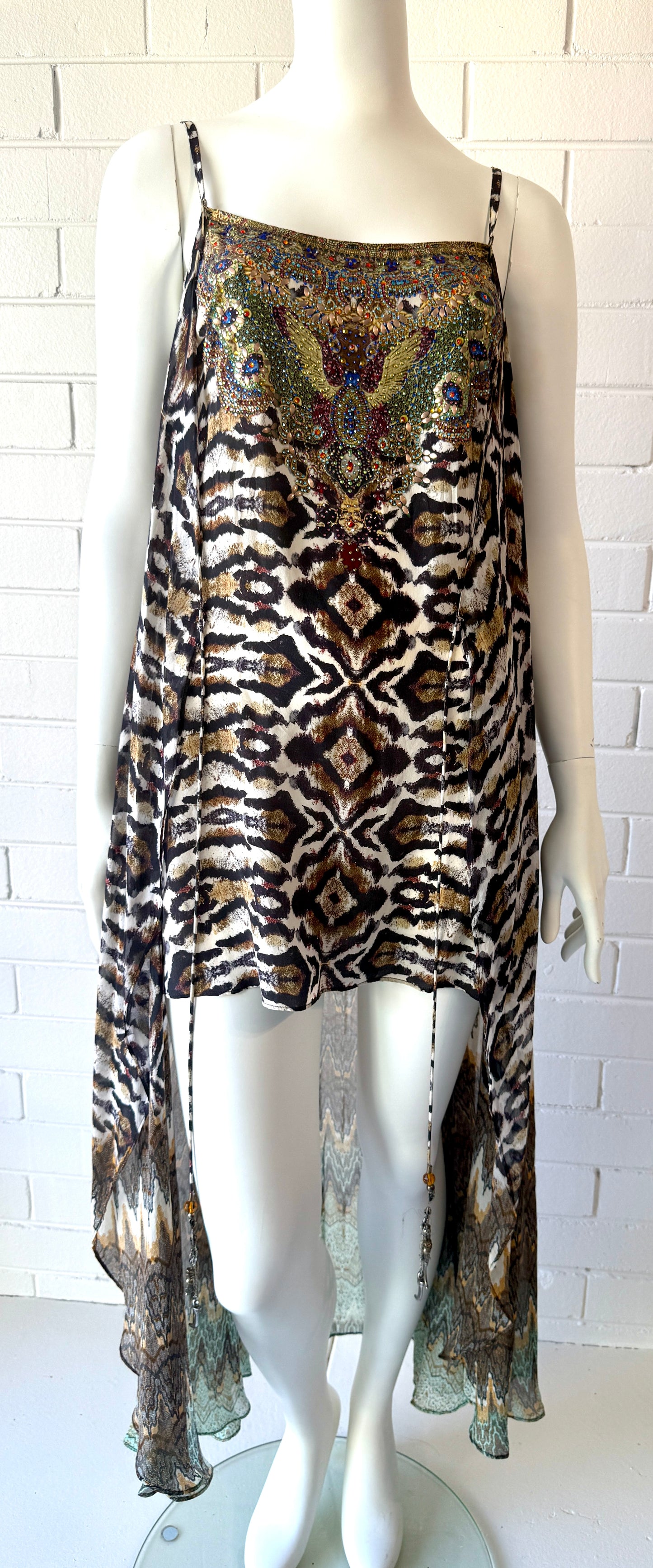 Camilla Nomadic Nymph Embellished Mini Dress Size S Chiffon Overlay