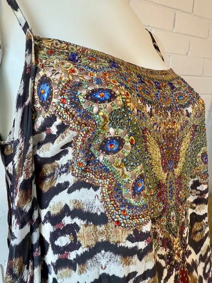 Camilla Nomadic Nymph Embellished Mini Dress Size S Chiffon Overlay