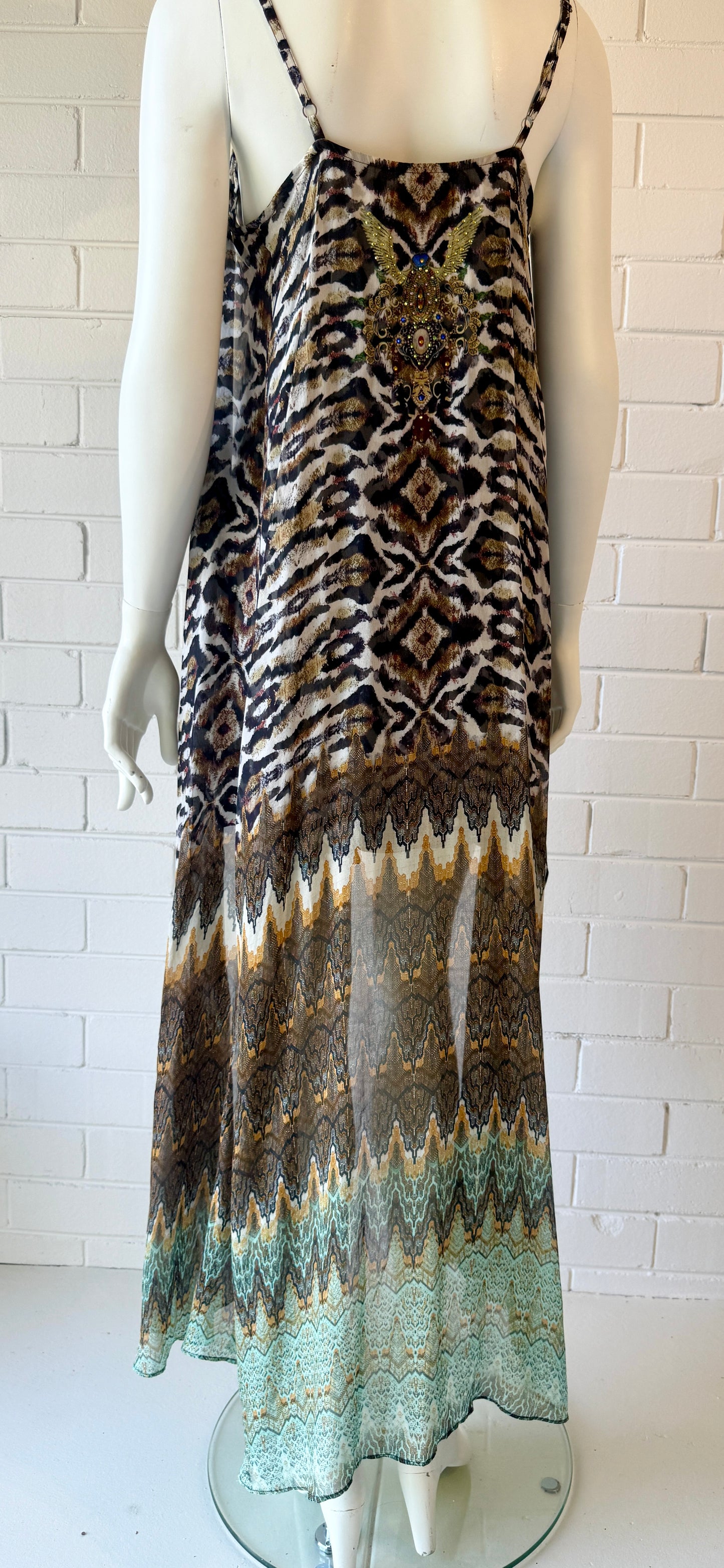 Camilla Nomadic Nymph Embellished Mini Dress Size S Chiffon Overlay