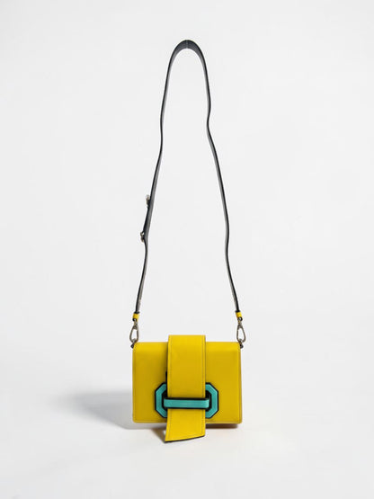 Prada Plex Ribbon Bag in Bright Yellow & Turquoise — Runway Leather Crossbody