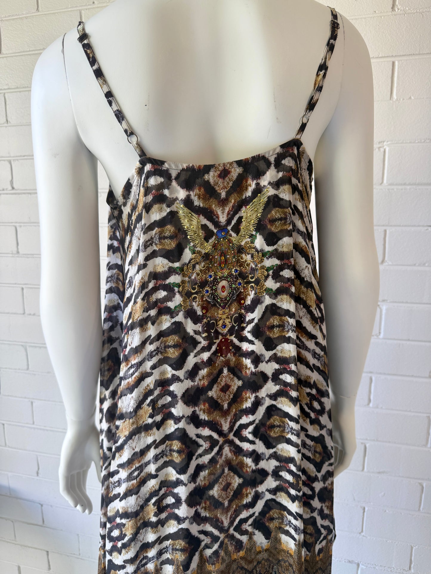 Camilla Nomadic Nymph Embellished Mini Dress Size S Chiffon Overlay