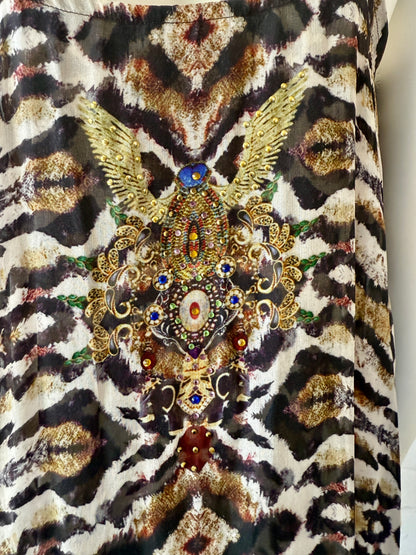 Camilla Nomadic Nymph Embellished Mini Dress Size S Chiffon Overlay