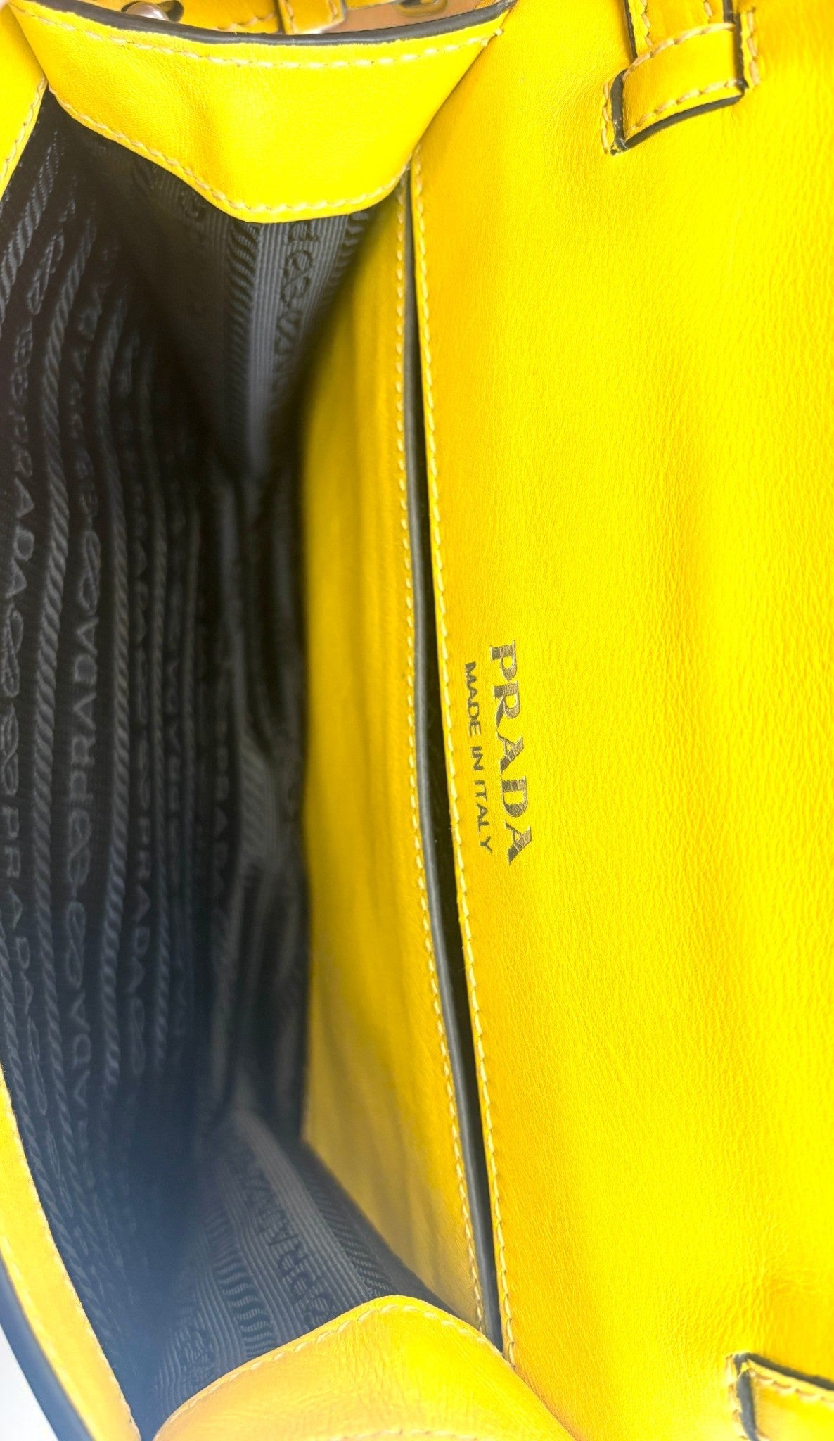 Prada Plex Ribbon Bag in Bright Yellow & Turquoise — Runway Leather Crossbody