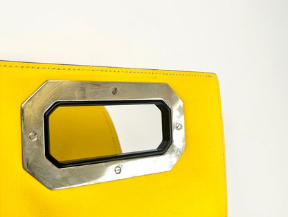 Prada Plex Ribbon Bag in Bright Yellow & Turquoise — Runway Leather Crossbody
