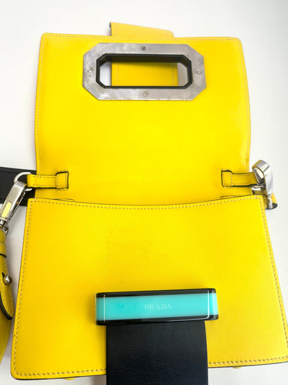 Prada Plex Ribbon Bag in Bright Yellow & Turquoise — Runway Leather Crossbody