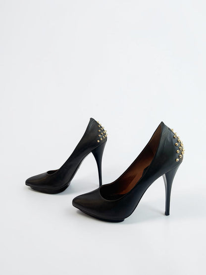 Alexander McQueen lambskin studded pumps black- 40