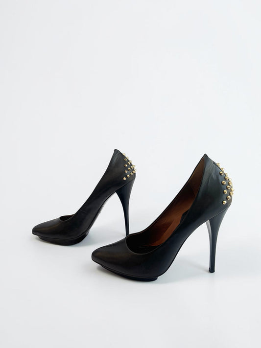 Alexander McQueen lambskin studded pumps black- 40