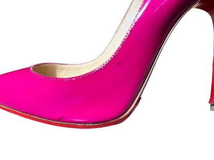 Christian Louboutin Pigalle Follies 100 Patent Pumps – Indian Rose – Size 37.5