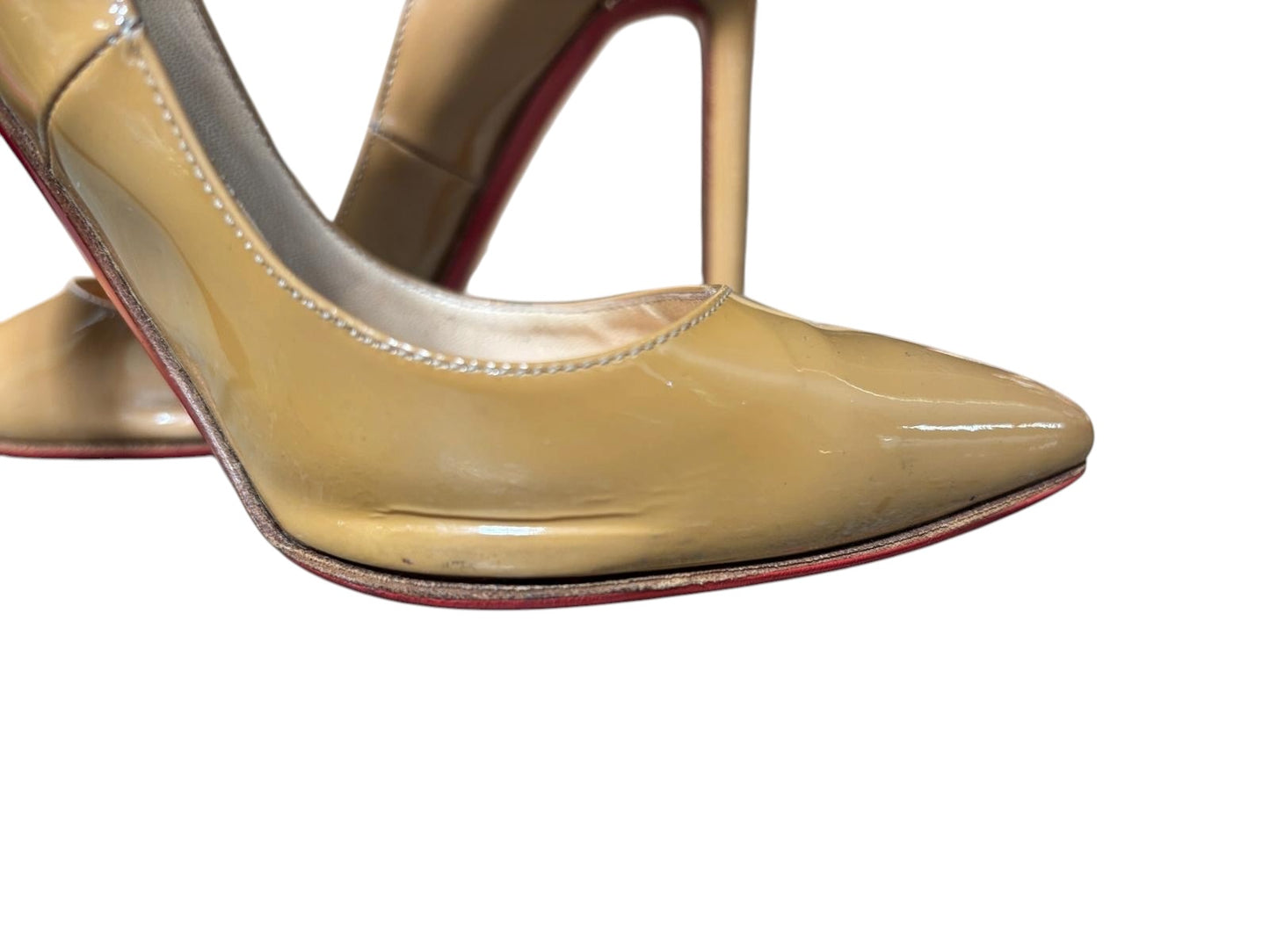 Christina Louboutin Pigalle 120mm Patent Calf in Nude - 37