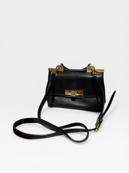 Michael Kors Manhattan Small Top Handle Bag – Black Leather with Gold Hardware